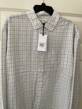 NWT Onia Linen Viscose Long Sleeve Shirt XXL Soft Tan Multi